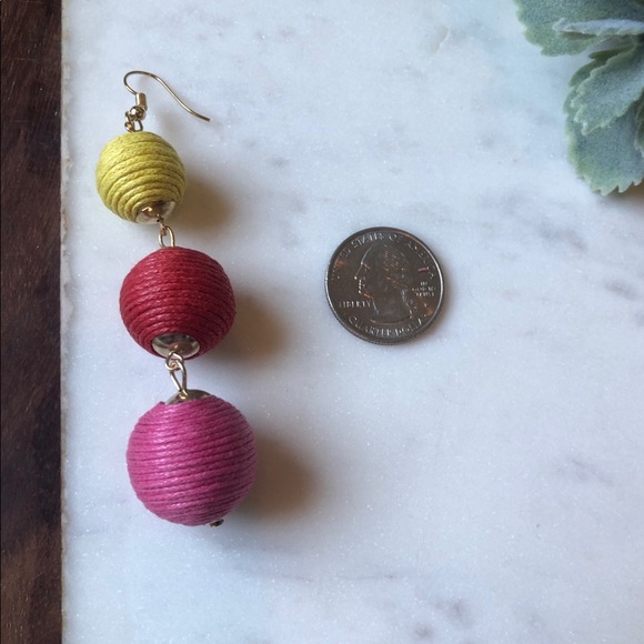 The Molly - Pink/Yellow 3-Drop Statement Earrings - Picture 3 of 3